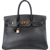 Hermès Noir Ardennes Leather Birkin 35 Handbag