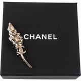 Chanel Crystal Leaf CC Brooch