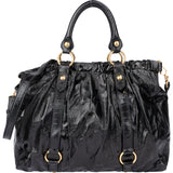 Miu Miu Black Patent Leather City Handbag