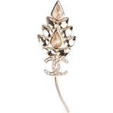 Chanel Crystal Leaf CC Brooch