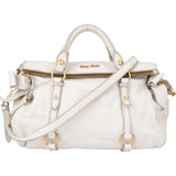 Miu Miu White Leather City Handbag