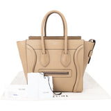 Céline Taupe Leather Luggage Handbag