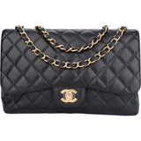 Chanel Quilted Caviar Leather Jumbo Single Flap Crossbody Bag