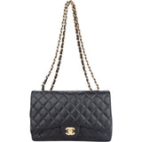 Chanel Quilted Caviar Leather Jumbo Single Flap Crossbody Bag