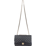 Chanel Quilted Caviar Leather Jumbo Single Flap Crossbody Bag