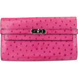 Hermès Fuchsia Ostrich Leather Kelly Wallet