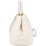 Miu Miu Quilted White Leather Trapu City Handbag