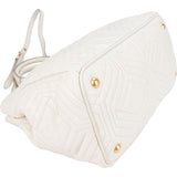 Miu Miu Quilted White Leather Trapu City Handbag