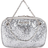 Miu Miu Silver Embellished Glitter Crossbody Bag