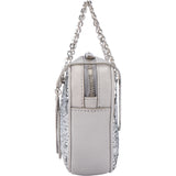 Miu Miu Silver Embellished Glitter Crossbody Bag