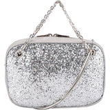 Miu Miu Silver Embellished Glitter Crossbody Bag