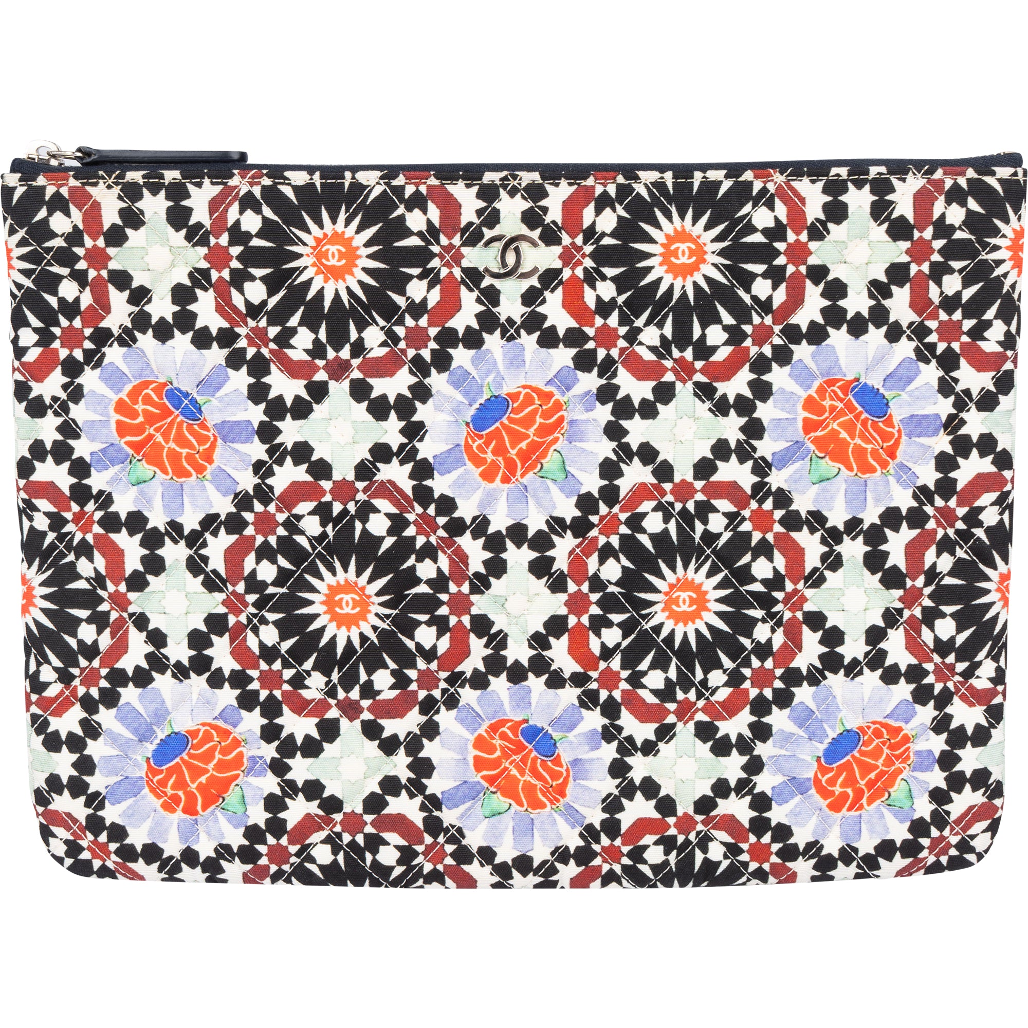 Chanel Quilted Canvas Mosaic Print Clutch - vintageandkickz