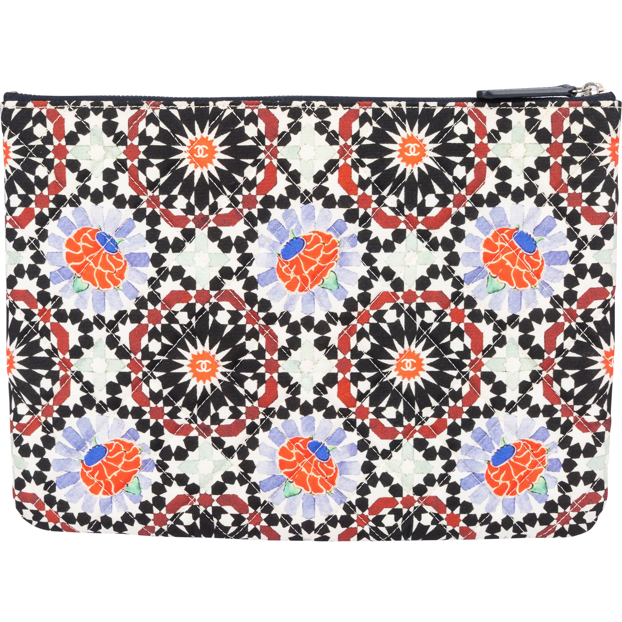 Chanel Quilted Canvas Mosaic Print Clutch - vintageandkickz