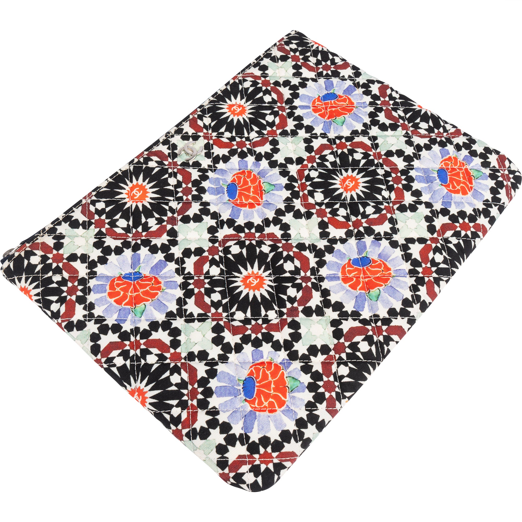 Chanel Quilted Canvas Mosaic Print Clutch - vintageandkickz
