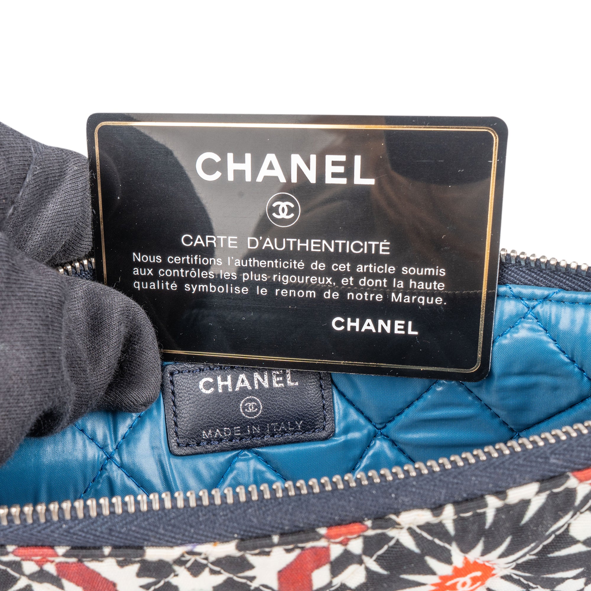 Chanel Quilted Canvas Mosaic Print Clutch - vintageandkickz