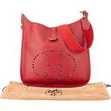 Hermès Rouge Courchevel Evelyne GM Crossbody Bag