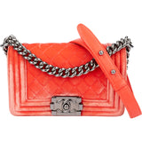 Chanel Quilted Velvet Boy Single Flap Crossbody bag