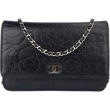 Chanel Lambskin Camellia Wallet On Chain Crossbody Bag
