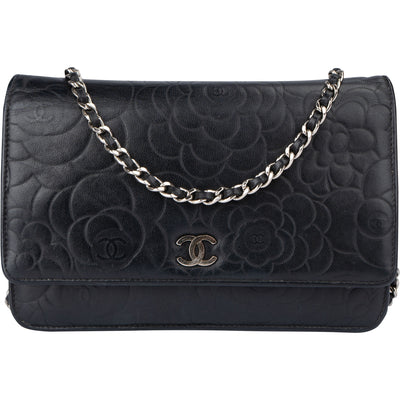 Chanel Lambskin Camellia Wallet On Chain Crossbody Bag - vintageandkickz