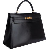 Hermès Black Boxcalf Kelly 32 Handbag