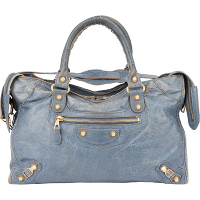 Balenciaga Blue Leather City Handbag