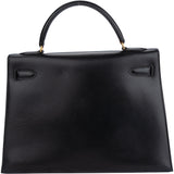 Hermès Black Boxcalf Kelly 32 Handbag