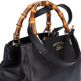 Gucci Black Leather Bamboo Handbag