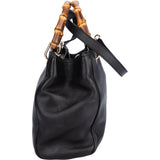 Gucci Black Leather Bamboo Handbag