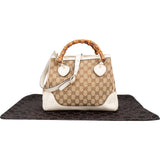 Gucci Monogram GG Canvas Diana Bambus Handle Small Tote Handbag
