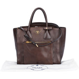 Prada Brown Leather Twin Zip Handbag