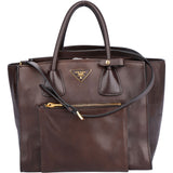 Prada Brown Leather Twin Zip Handbag