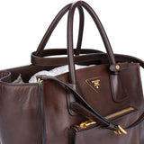 Prada Brown Leather Twin Zip Handbag