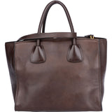 Prada Brown Leather Twin Zip Handbag