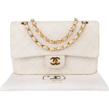 Chanel Quilted Lambskin 24K Gold Medium Double Flap Crossbody Bag