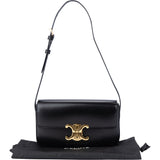 Celine Black Boxcalf Triomphe Shoulder Bag