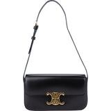 Celine Black Boxcalf Triomphe Shoulder Bag