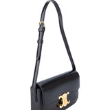 Celine Black Boxcalf Triomphe Shoulder Bag