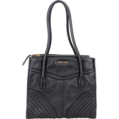 Miu Miu Quilted Nappa Leather Chevron Biker Handbag - vintageandkickz