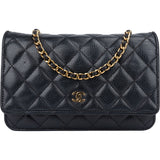 Chanel Quilted Caviar Leather Wallet On Chain Crossbody Bag