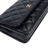 Chanel Quilted Caviar Leather Wallet On Chain Crossbody Bag