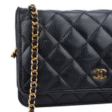 Chanel Quilted Caviar Leather Wallet On Chain Crossbody Bag