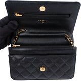 Chanel Quilted Caviar Leather Wallet On Chain Crossbody Bag