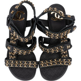 Chanel Gold Tone Chain Sandals (34,5)