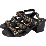 Chanel Gold Tone Chain Sandals (34,5)