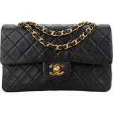 Chanel Quilted Lambskin 24K Gold Small Double Flap Crossbody Bag