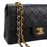 Chanel Quilted Lambskin 24K Gold Small Double Flap Crossbody Bag