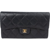 Chanel Quilted Caviar Leather CC Flap Wallet
