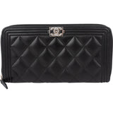 Chanel Quilted Lambskin Palladium Boy Wallet
