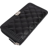Chanel Quilted Lambskin Palladium Boy Wallet