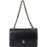 Chanel Quilted Lambskin 24K Gold Small Double Flap Shoulder Bag